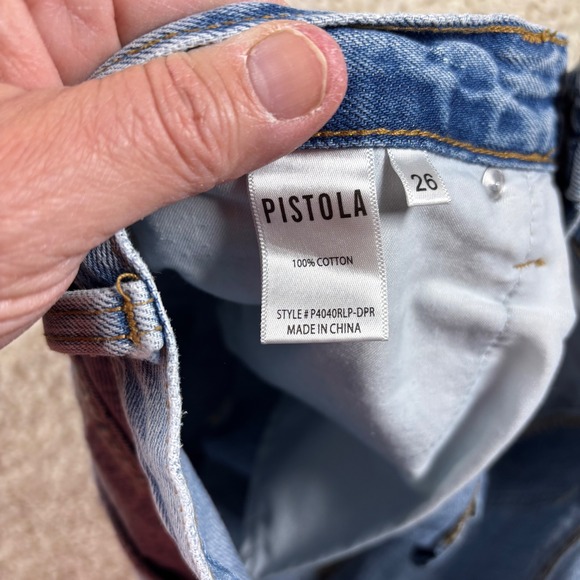 Pistola Womens Size 26 Blue Denim Distressed High Rise Cutoff Shorts - Picture 8 of 10